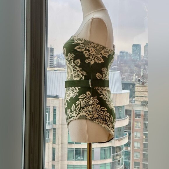 🆕 ZIMMERMANN 🧿 NWT Paisley Bandeau 1PC Swim Suit, Khaki Cream - Sz 2 US 6 - Picture 11 of 16